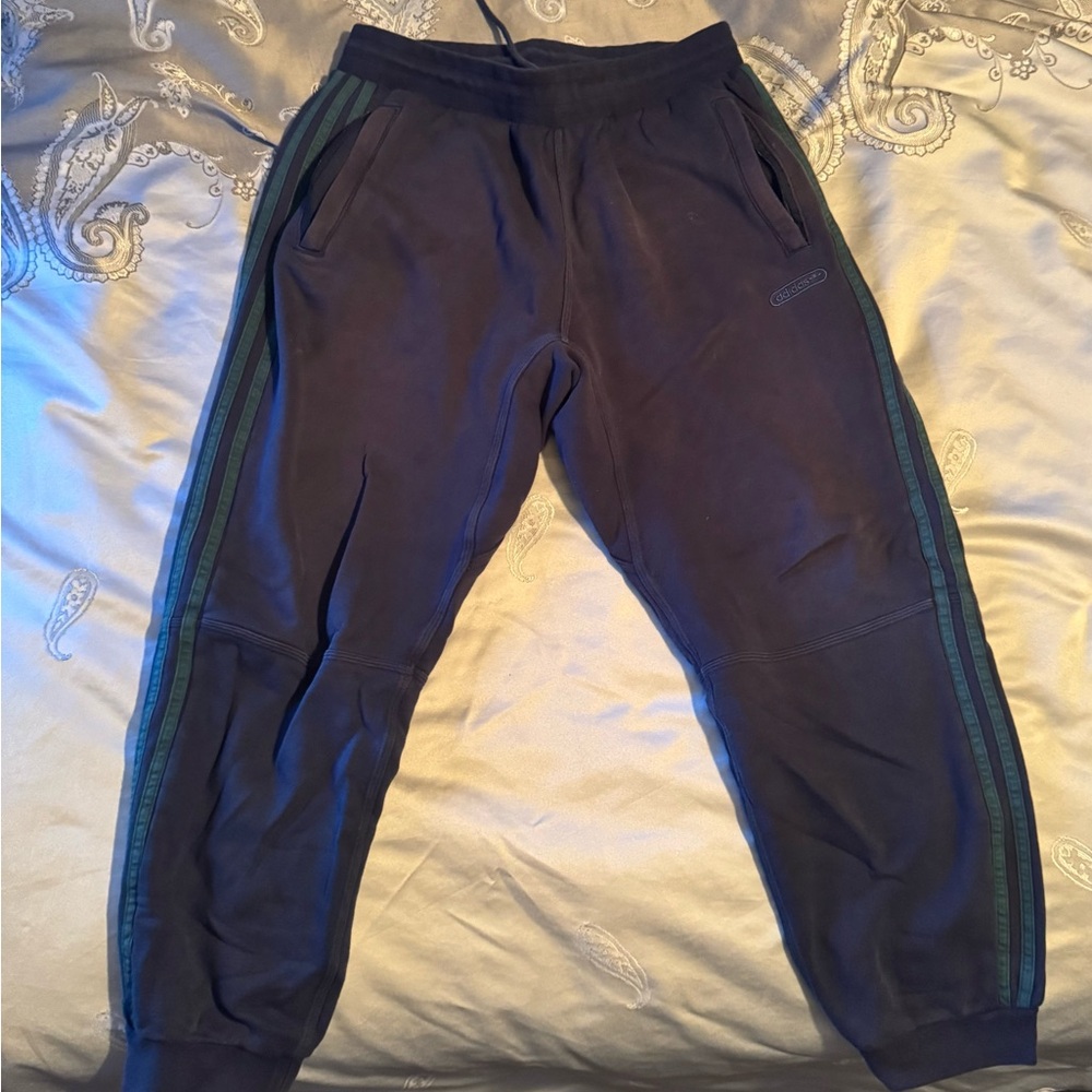 Black Joggers with Green Stripes